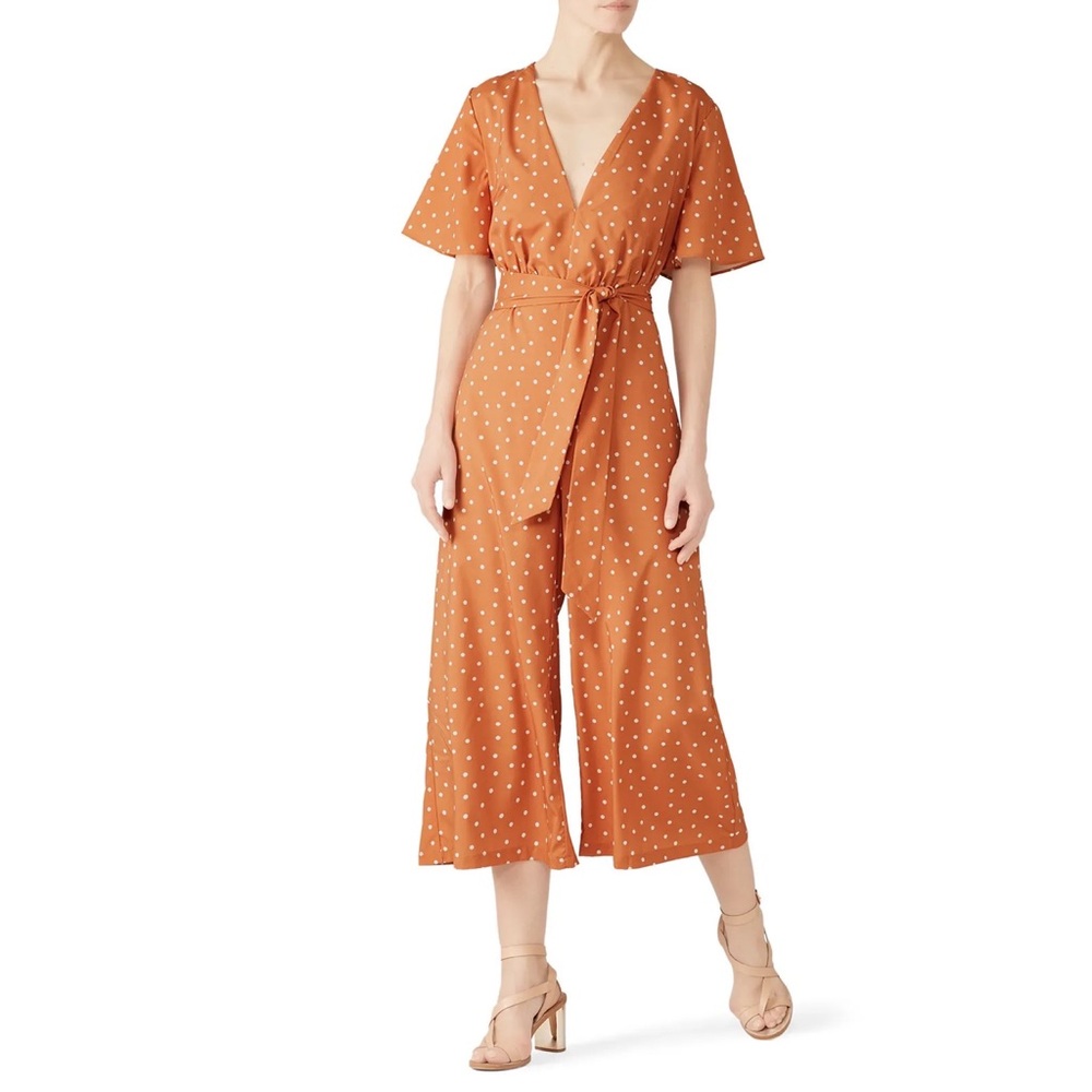 Stylestalker Laurel Orange Polka Dot Jumpsuit 2X